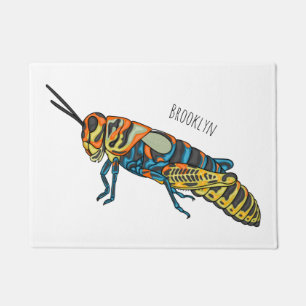 Barber pole grasshopper cartoon illustration  doormat