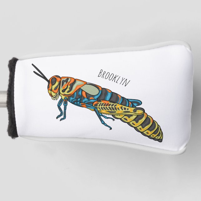 Barber pole grasshopper cartoon illustration  golf head cover (Front)