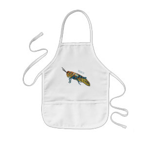 Barber pole grasshopper cartoon illustration kids apron