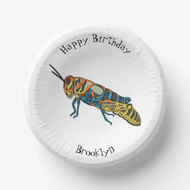 Barber pole grasshopper cartoon illustration  paper plate (Front)