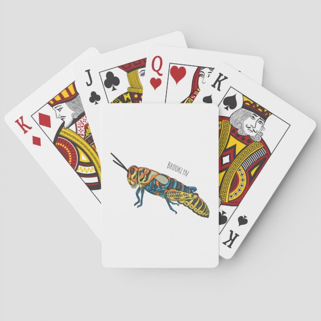 Barber pole grasshopper cartoon illustration  playing cards (Back)