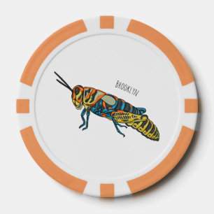 Barber pole grasshopper cartoon illustration  poker chips