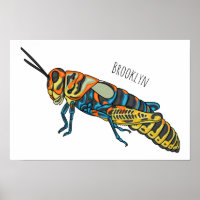 Barber pole grasshopper cartoon illustration