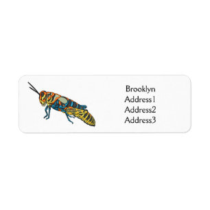 Barber pole grasshopper cartoon illustration return address label