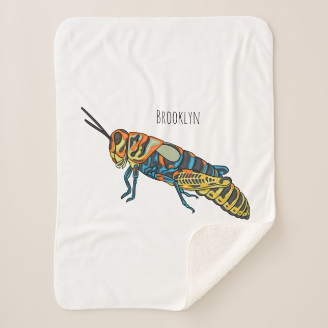 Barber pole grasshopper cartoon illustration sherpa blanket (Front)