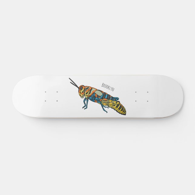 Barber pole grasshopper cartoon illustration  skateboard (Horz)