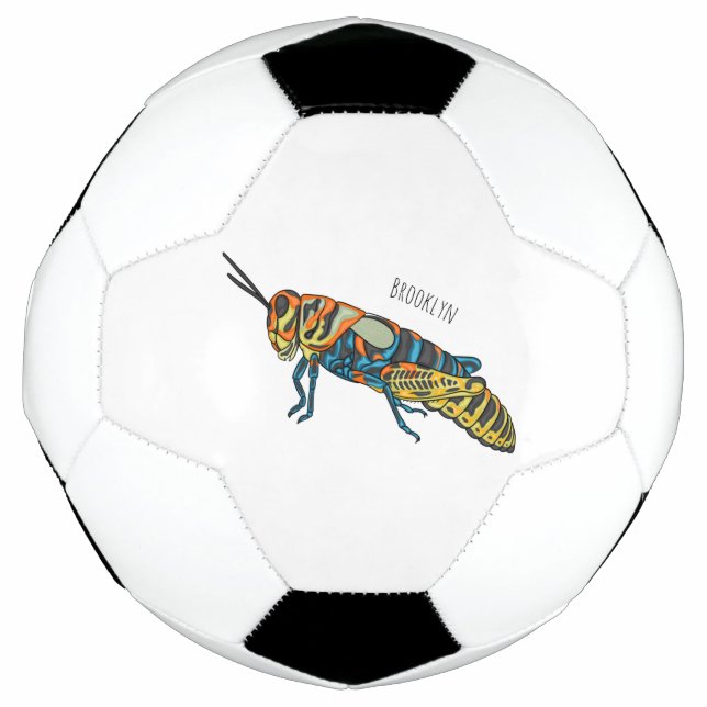 Barber pole grasshopper cartoon illustration  soccer ball (Front)
