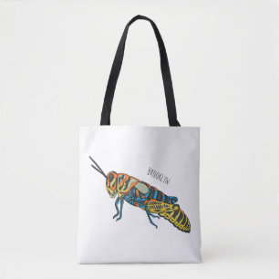 Barber pole grasshopper cartoon illustration tote bag