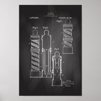 Barber Pole Illustration Chalkboard patent print