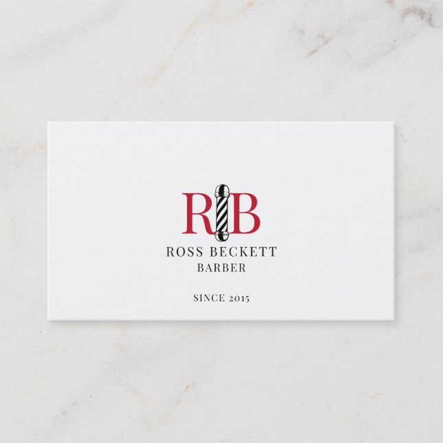 Barber Pole Logo Barber Hair Stylist  Business Card (Front)
