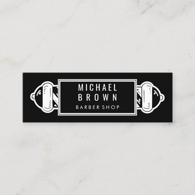 Barber Pole logo with qr code Mini Business Card (Front)