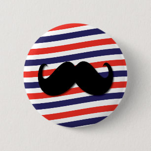 Barber Pole Moustache Red White Blue 6 Cm Round Badge