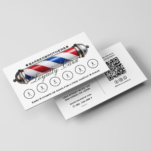 Barber Pole Red White Blue Scissors Loyalty Business Card