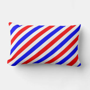 Barber Pole Red White Blue Stripes Lumbar Cushion