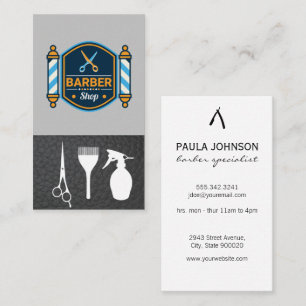 Barber Pole Scissors Business Card