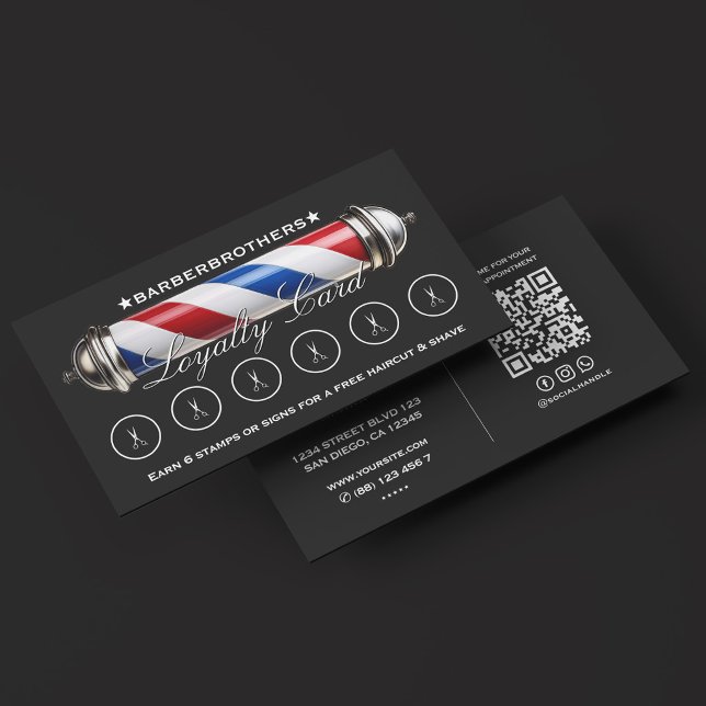 Barber Pole Scissors Classic Black 6 Rewards Loyalty Card (Barber Pole Scissors Classic Black 6 Rewards Loyalty Card
)