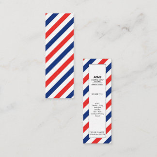 Barber Pole Stripes Blue Red Classic  Mini Business Card