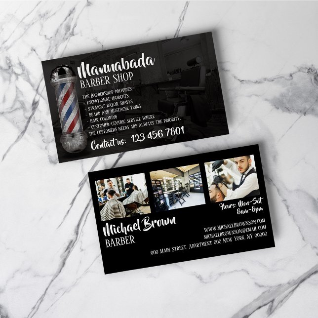 Barber pole supply shop custom photo business card (Barber pole supply shop custom photo business card)