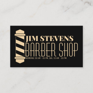 Barber pole tan and black business card