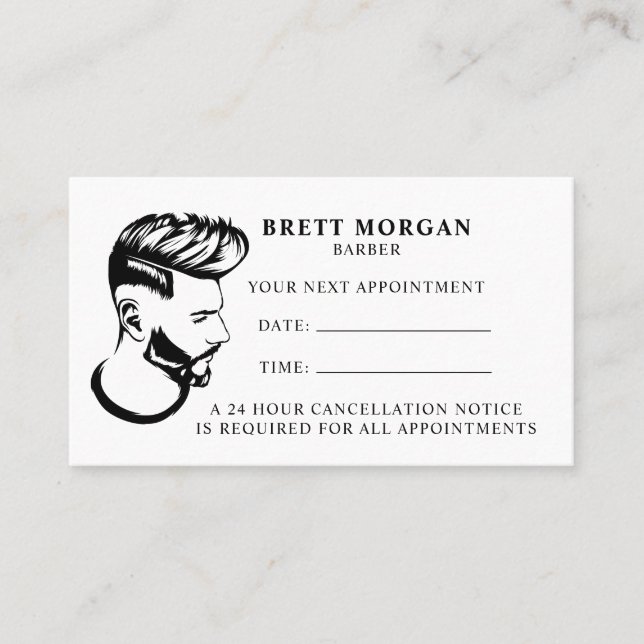 Barber Professional Hair Stylist  Appointment Card (Front)