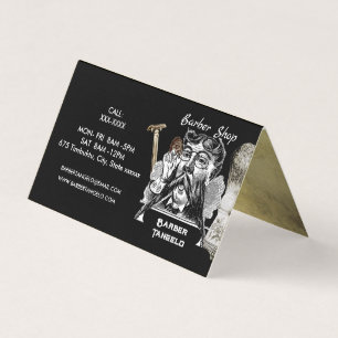 Barber Razor & Gold Black Professional Folded Business Card