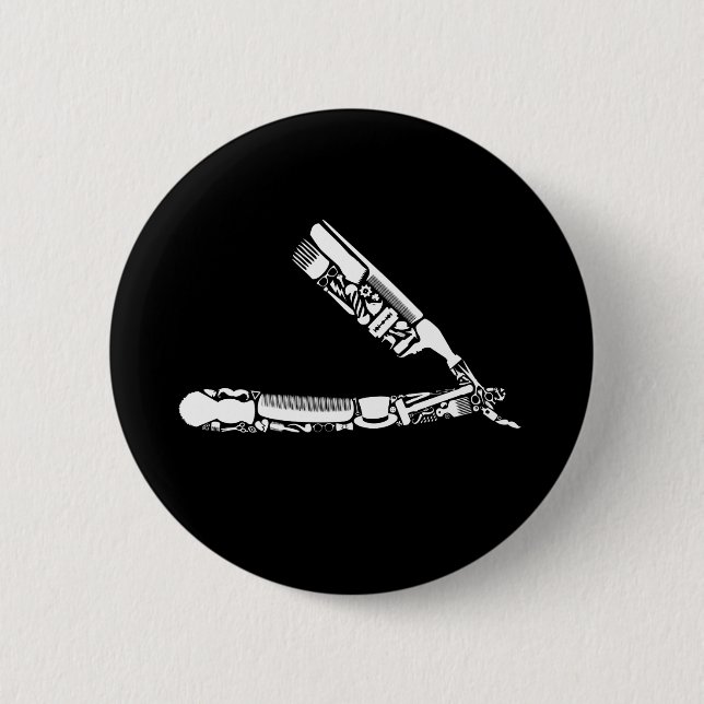 barber razor icons 6 cm round badge (Front)
