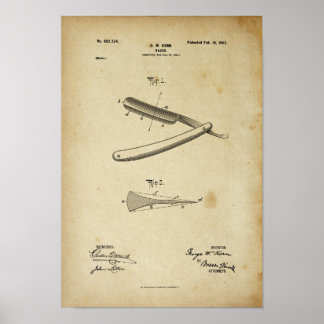 Barber Razor Patent Poster Print Artwork