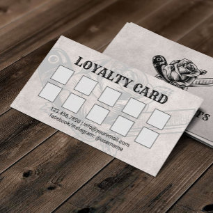 Barber Razor & Rose Logo Barbershop Hair Stylist Loyalty Card