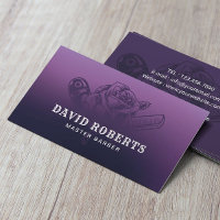 Barber Razor & Rose Logo Barbershop Purple Hair