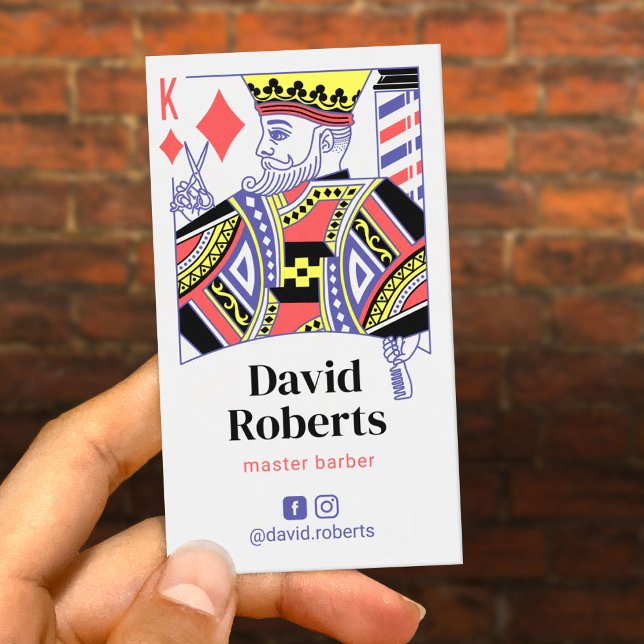 Barber Retro King of Diamonds Hair Stylist Business Card (Creator Uploaded)