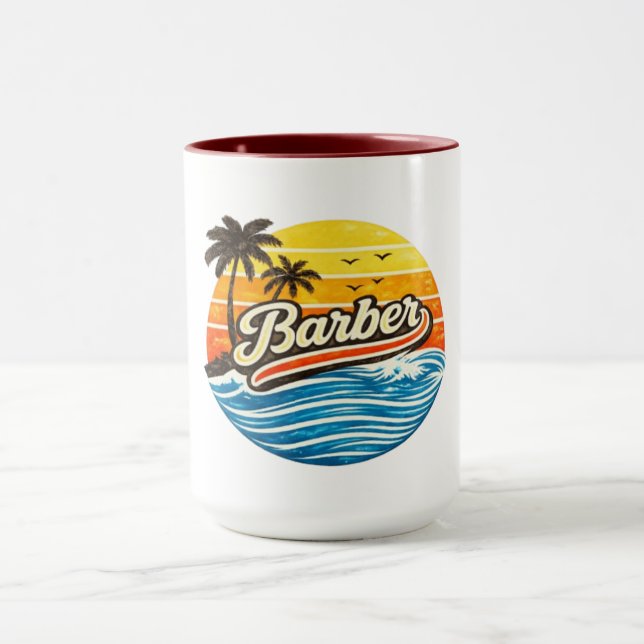 Barber Retro Sunset Design Mug (Center)