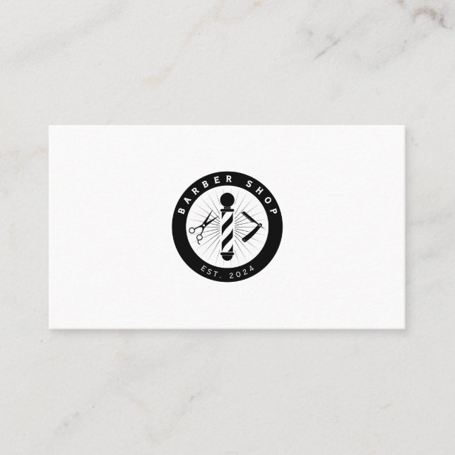 Barber round logo barbershop  business card (Front)