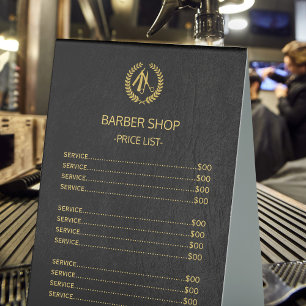 Barber salon black gold price list service menu