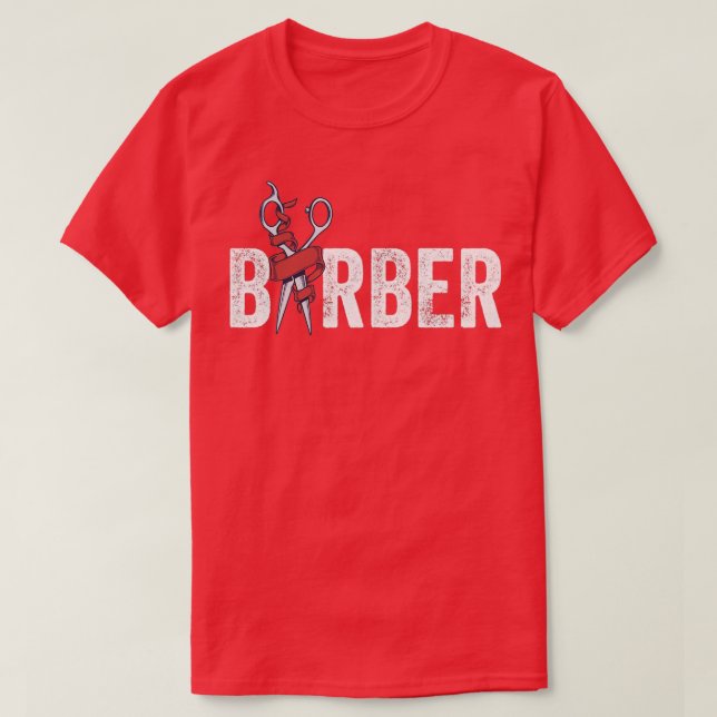 Barber Scissors Barber Barbershop Hair Dresser T-Shirt (Design Front)
