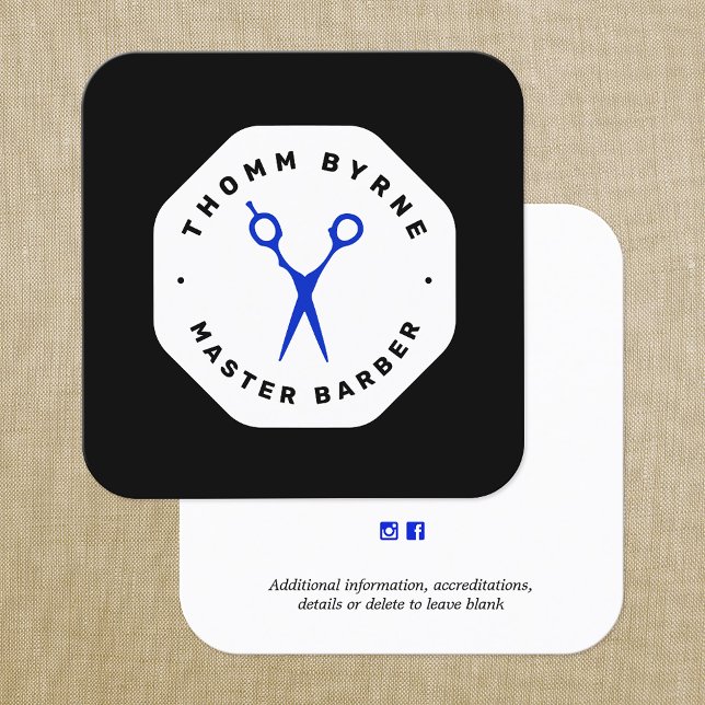Barber Scissors Black Emblem Square Business Card (Creator Uploaded)