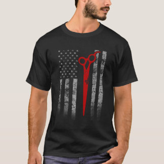 Barber Scissors Flag - American Barber Flag T-Shirt