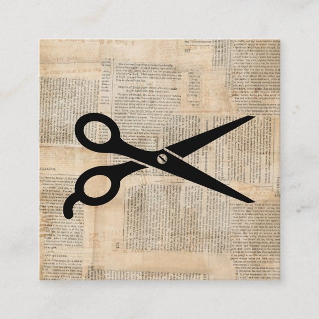 Barber Shears Vintage Text Style Art Enclosure Card (Front)