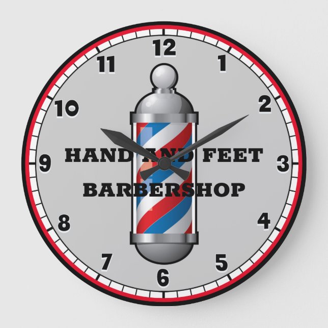 Barber Shop Barber Pole Custom Round Clock (Front)