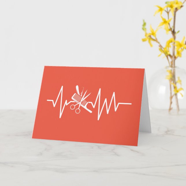 Barber Shop - Barber Scissors Comb Heartbeat Card (Yellow Flower)