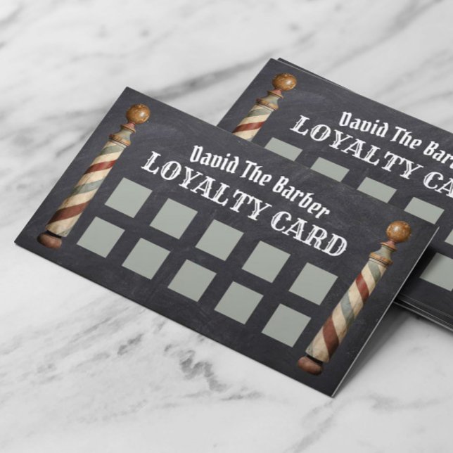Barber Shop Barbershop Chalkboard Loyalty Punch Card (Creator Uploaded)