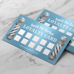 Barber Shop Barbershop Modern Blue Loyalty Card