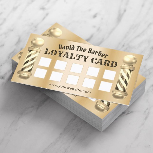 Barber Shop Barbershop Modern Gold Loyalty Card (Creator Uploaded)