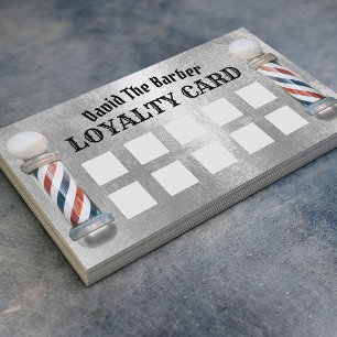 Barber Shop Barbershop Modern Silver Loyalty Card