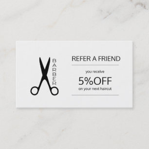 Barber shop black and white referral template card