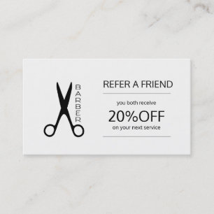 Barber shop black and white referral template card