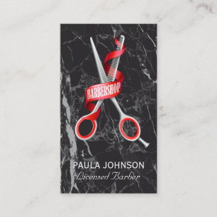 Barber Shop   Black Marble Business Card