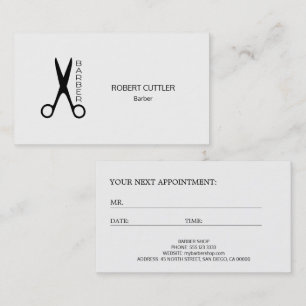 Barber shop black white logo appointment template card