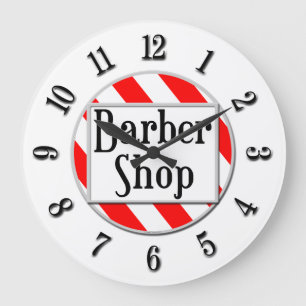 Barber Shop Black White Red Retro Clock