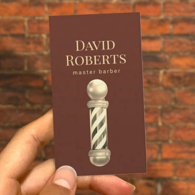 Barber Shop Brick Red & Gold Barbershop Hair Business Card (Creator Uploaded)
