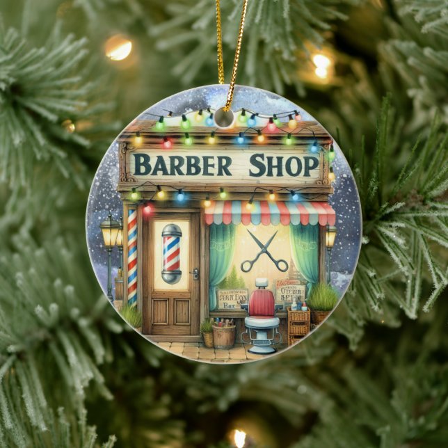 Barber Shop  Ceramic Ornament (Tree)